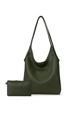 Slouchy Hobo Bag for Women Soft Vegan Leather Shoulder Handbag with Zipper Pouch